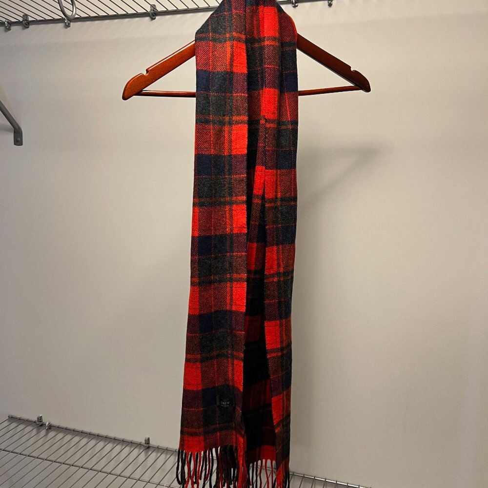 J.Crew 100% Cashmere Scarf – Red/Black Plaid - Like New